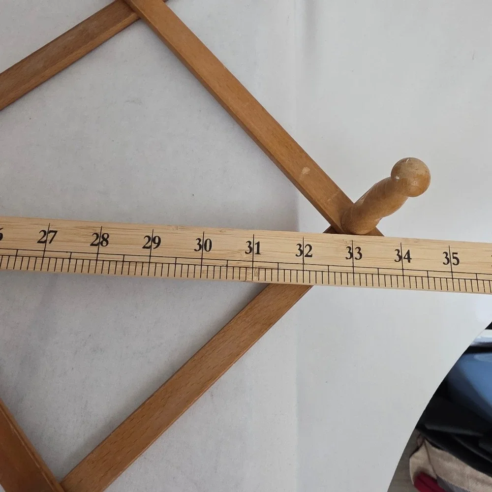 VTG Japan Wood Accordion Expandable Wall Rack 10 Peg Hat Mug Hanger Boho Cottage